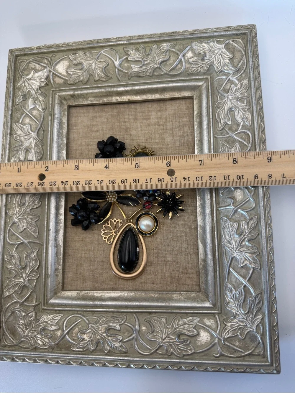 Vintage Style Black & Gold Floral Bouquet Wall Art - Framed 9x11”